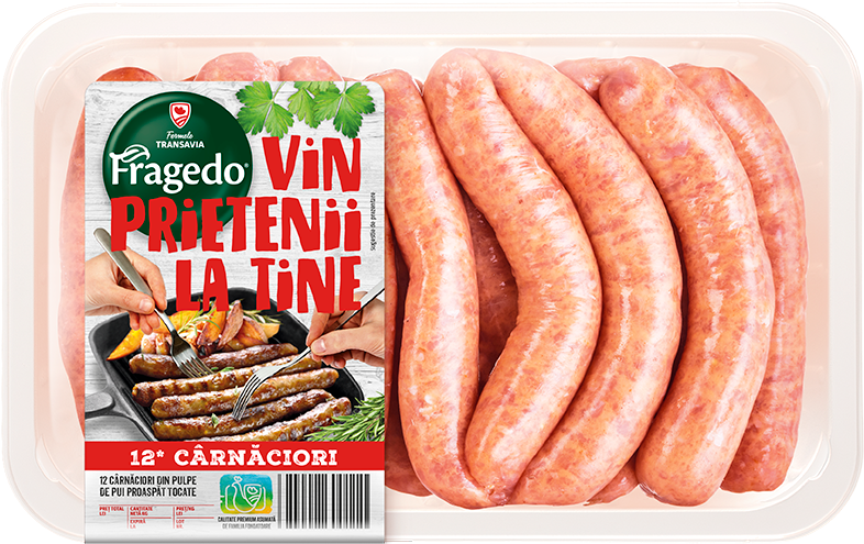 12 Cârnăciori din pulpe de pui proaspăt tocate